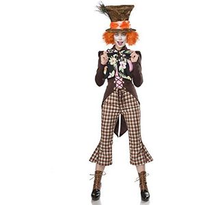 Mask Paradise Crazy Hatter kostuumset in maat XL, set uit: Frack, top, cilinder, vlinderdas, pruik, broek, materiaal: polyester, elastaan, viscose, katoen, kleur: meerkleurig, 80107-066-027