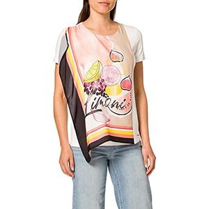 Taifun Damesblouseshirt met fruity-print korte mouwen blouseshirts, shirt T-shirt korte mouwen ronde hals patroon, Offwhite patroon, 48