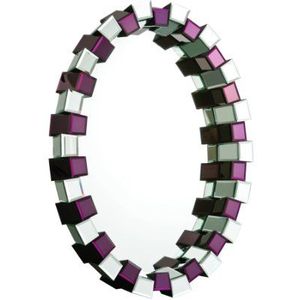 Premier Housewares Wandspiegel ovaal frame kubusvorm 78x106x13 cm violet