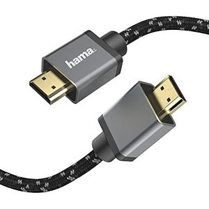 Hama Premium HDMI-kabel 3 meter Ultra High Speed (uitstekende monitorkabel 4K / 8K, 48 Gbit/s, UHD schermkabel eARC, Ethernet, HDR, aramidevezel kabelmantel, HDMI 2.1 kabel 120 Hz/60 Hz) 3m