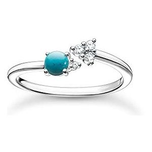 THOMAS SABO Damesring pijl turquoise steen 925 sterling zilver TR2345-405-17, 48 EU, 925 sterling zilver, kubische zirkonia.