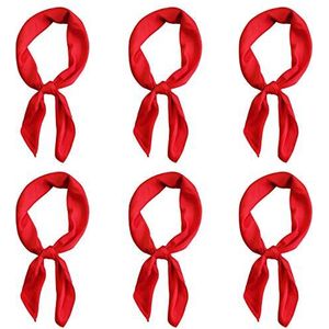 Glamorstar Satijnen hals sjaal 6 packs vierkante zakdoek voor vrouwen, 6 Pakketten - Rood, Eén maat