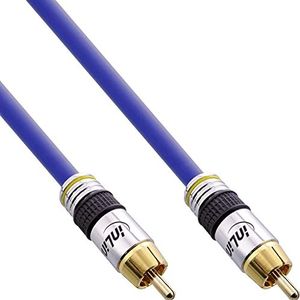 Inline RCA-kabel VIDEO & digitale AUDIO, PREMIUM, vergulde stekker, 1x RCA-stekker/stekker, 5m