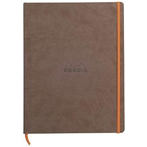 Rhodia Rhodiarama Notitieboek (met zacht deksel in A4+, 220 x 297 mm, 80 vellen, microgeperforeerd, gelinieerd, met elastiek, bladwijzers, rekbare binnenzak) 1 stuk, chocoladebruin