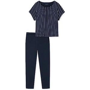 Schiesser Damespyjama lang, 1/2 mouw pyjamaset, donkerblauw gestreept, 36, Donkerblauw gestreept., 36