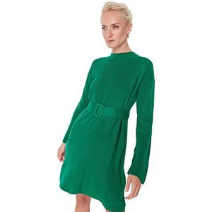 Trendyol Dames Dames A-lijn standaard ronde hals gebreide jurk, groen, S, Groen, S