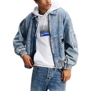 Karl Lagerfeld Jeans Heren Denim Bomberjack Regular Fit, Blauw, M