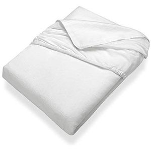 SETEX Kalmuck Hoeslaken, 160 x 200 cm grote matrasbeschermer, 100% katoen, Classic, wit