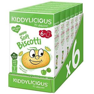 Kiddylicious Soft Biscotti appel, vanaf 7 maanden, delicate koekjes met tarwe, 6 verpakkingen van 120 g (6 zakjes à 20 g), 720 g