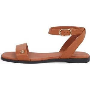 Sandalen - Effen - Leer - Verstelbare Riemen - Gesp Sluiting - Blokhak