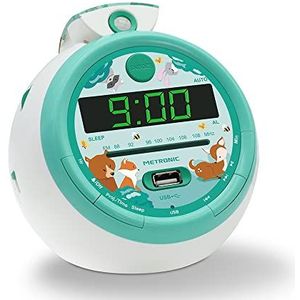 Metronic Forest FM USB-projectie dubbel alarm 477343, groen, S