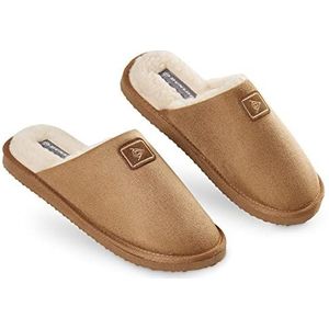 Dunlop herenpantoffels met open achterkant, comfortabele pantoffels van traagschuim voor heren, met rubberen zool, comfortabele slipvaste schoenen voor binnen en buiten, cadeaus voor heren, bruin, 42.5 EU