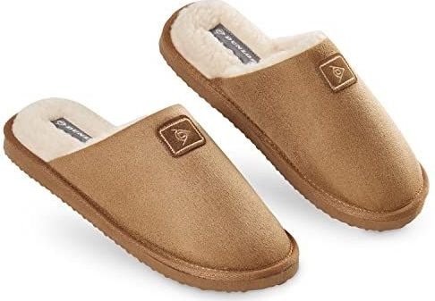 Dunlop herenpantoffels met open achterkant, comfortabele pantoffels van traagschuim voor heren, met rubberen zool, comfortabele slipvaste schoenen voor binnen en buiten, cadeaus voor heren, bruin, 42.5 EU