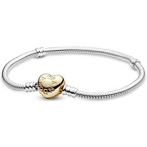 Pandora Armband met hartsluiting voor dames, 21 cm, Sterling zilver, Geen Edelsteen