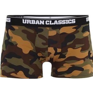 Urban Classics Heren 2-pack Camo Boxer Shorts, herenonderbroek, verkrijgbaar in vele verschillende kleuren, maten S - 5XL, Woodcamo + Darkcamo, M