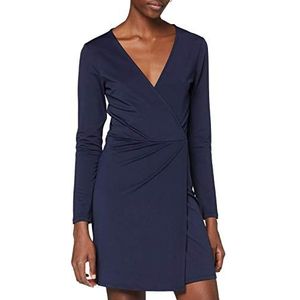 Ivy Revel DE Shiny Wrap Dress partyjurk voor dames, blauw (navy 410), 36 EU/M