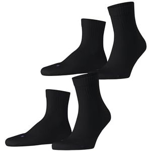 FALKE Uniseks-volwassene Sokken Run USSO Katoen eenkleurig Multipack 2 Paar, Zwart (Black 3000), 46-48