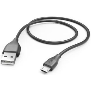 Hama Micro-USB-kabel (USB-A 2.0 mannelijk/Micro-USB oplaadkabel, High Speed Data Transfer Kabel. 480 Mbit/s, 1,5 m, voor Samsung Galaxy, PS4, Huawei, Kindle, Nokia, Sony, LG, Xiaomi) zwart