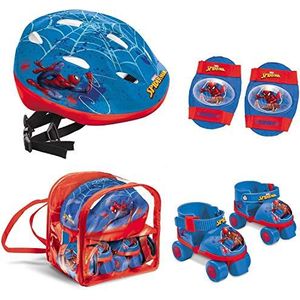 Mondo Toys 28629 Spider-Man Marvel rolschaatsen voor kinderen, maat 22 tot 29, complete set met transparante tas, elleboogbeschermers, kniebeschermers en helm