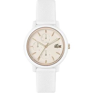 Lacoste 12.12 Multi Womens analoge Quartz horloge met siliconen armband 2001326, Wit, Klassiek