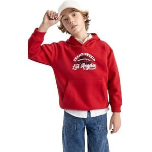 DeFacto Sweatshirt met capuchon voor jongens, bordeaux, 4-5 Jaar