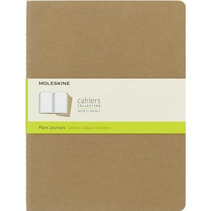 Moleskine Cahier Journal (3-delige set notitieboeken met witte pagina's, hardcover, extra groot formaat 19 x 25 cm, bruin kraftpapier, 120 pagina's)