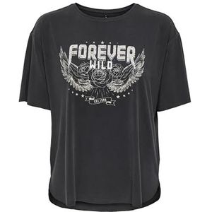 ONLY Onlfree Life S/S Print Top Box JRS, grijs, L