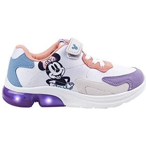 Minnie Mouse Trainers - White - UK Size 10 JNR - Velcro and Elastic Closure - Children's Sports Shoes with light EVA Sole and Lights - Original Product Designed in Spain
