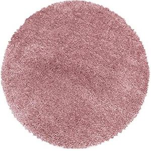 Giantore Hoogpolig tapijt, langpolig, effen, behaaglijk, woonkamer (roze, 80 x 80 cm rond)