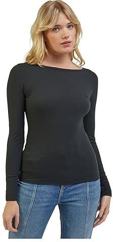 Lee - Ls Boat Neck Tee - T-shirt - Charcoal - Met Lange Mouwen