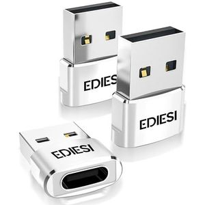 Ediesi, USB C Adapter, Pack 3, voor snel opladen en gegevenssynchronisatie, Compatibel met iPhone 15/14/13, iPad, Galaxy, CarPlay, AirPods (Wit)