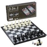 Relaxdays 3-in 1 schaakbord set - damspel - backgammon - reisspel- magnetisch - inklapbaar