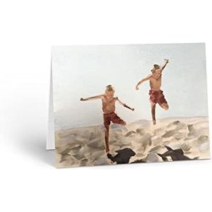 Twee jongens op het strand blanco wenskaart voor verjaardag of elke gelegenheid - A5 maat - 060