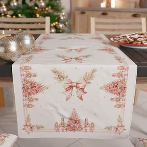 Tafelloper- Linnenlook - Kerst - Rood met hert - Rendier - Loper 90 cm