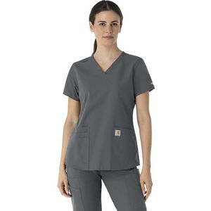Carhartt Scrubs C12113 Women's Force® Modern Fit V-Neck Top - Medium - Pewter
