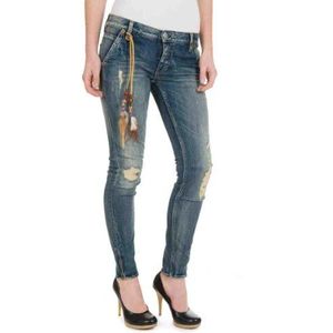 Prachtige dames jeans 5755 D9900 Beauty denim stretch skinny/slim fit (groen) normale tailleband