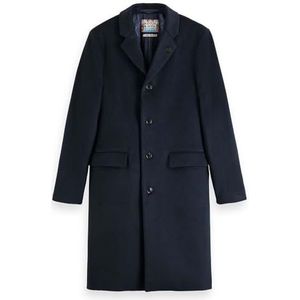 Scotch & Soda Heren Classic Wool Blend Overcoat wollen jas, blauw (night), XXL