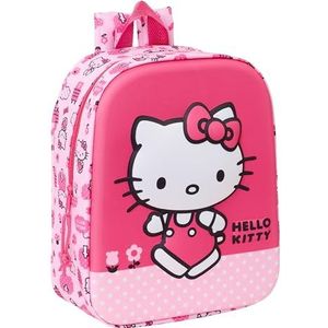 Safta HELLO KITTY 3D kleuterschoolrugzak, aanpasbaar aan de wagen, eenvoudige reiniging, ideaal voor kinderen van verschillende leeftijden, comfortabel en veelzijdig, kwaliteit en duurzaamheid, 22 x