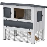 Ferplast GRAND LODGE 120, buitenhok voor konijnen, twee verdiepingen, met accessoires en konijnenhok, 115,5 x 73 x 110 cm.