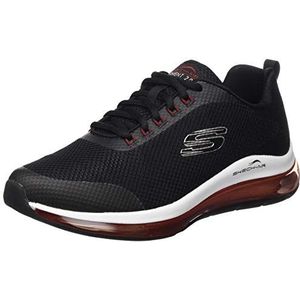 Skechers heren sneakers, Black Mesh Red Synthetic Trim, 43 EU