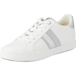 Geox D BLOMIEE F Sneakers voor dames, wit/zilver, 40 EU, Wit-zilver., 40 EU
