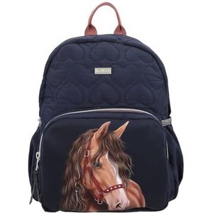 Depesche 13191 Miss Melody Glitter Horse - rugzak in donkerblauw, met paardenmotief, glitter en hartjes quilting, tas met verstelbare riemen