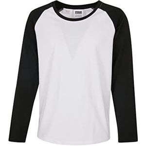 Urban Classics Girl's Girls Contrast Raglan T-shirt met lange mouwen, wit/zwart, 122/128, wit/zwart, 122/128 cm