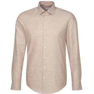 Seidensticker Herenoverhemd met lange mouwen, slim fit, zand, 38