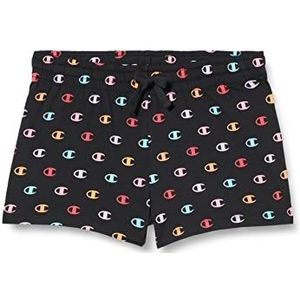 Champion Legacy American Classics-all-Over Logo Shorts voor meisjes en meisjes, Zwart, 9-10 Jaar