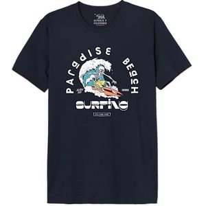 Republic Of California Paradise Beach Surfing MEREPCZTS125 T-shirt voor heren, marineblauw, maat L, Marine., L