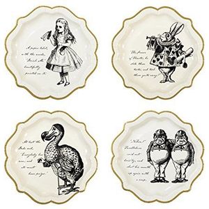 Alice In Wonderland Papieren Borden Mad Hatter Feestbenodigdheden Voor Middag Theefeest, Verjaardag of Babydouche 23cm | 12 Pack