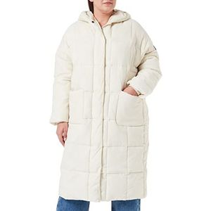 Mexx Oversized gewatteerde jas met capuchon voor dames, ecru, XS/S