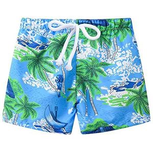 Little Hand Sneldrogende strandshorts voor jongens, Blauw 2, 5-6 Jaren