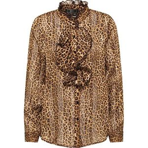Naemi Dames semitransparante blouse 19529470, bruin, M, bruin, M